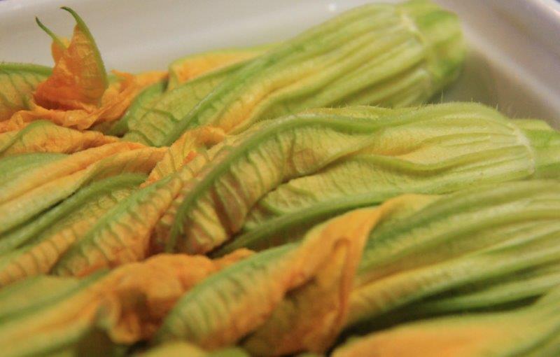 Baked Stuffed Zucchini Flowers or squash blossoms www.compassandfork.com