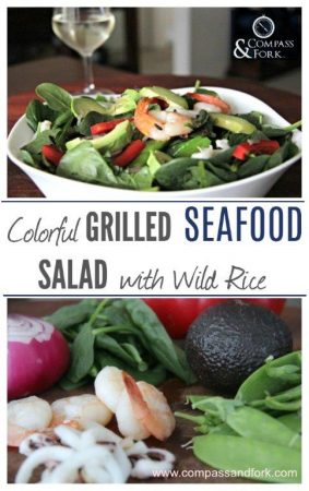 Colorful Grilled Seafood Salad with Wild Rice www.compassandfork.com