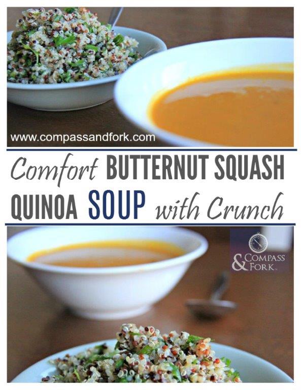 Comfort Butternut Squash Quinoa Soup with Crunch www.compassandfork.com