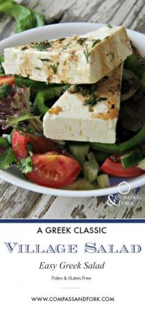 Try this fresh, healthy Greek Salad or as thy call it in Greece- Village Salad! paleo, gluten free and vegetarian www.compassandfork.com