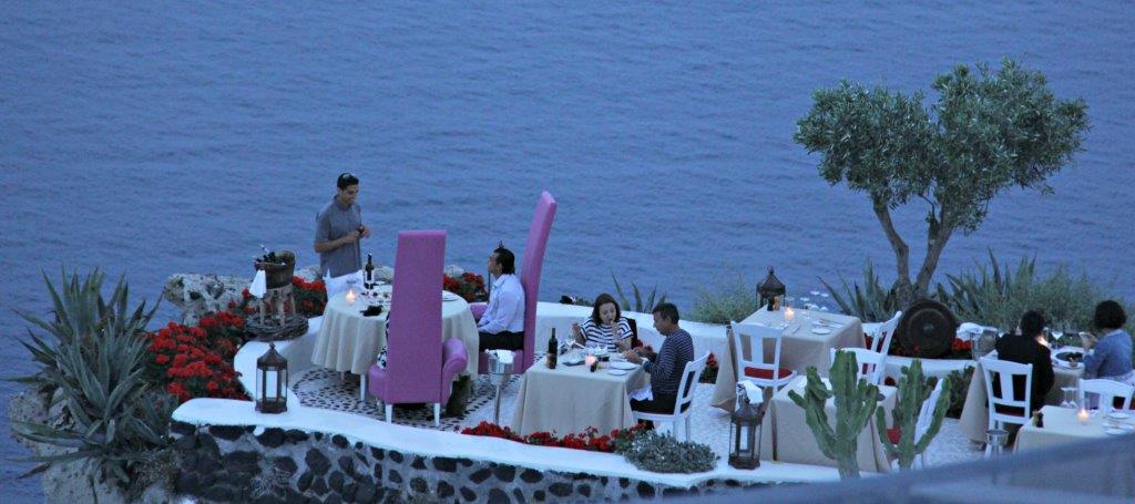 Terrific Entertaining at Home with this Greek Feast - Clifftop Dinning in Santorini www.compassandfork.com