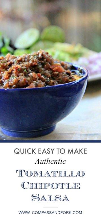 Quick Easy to Make Authentic Tomatillo Chipotle Salsa www.www.compassandfork.com