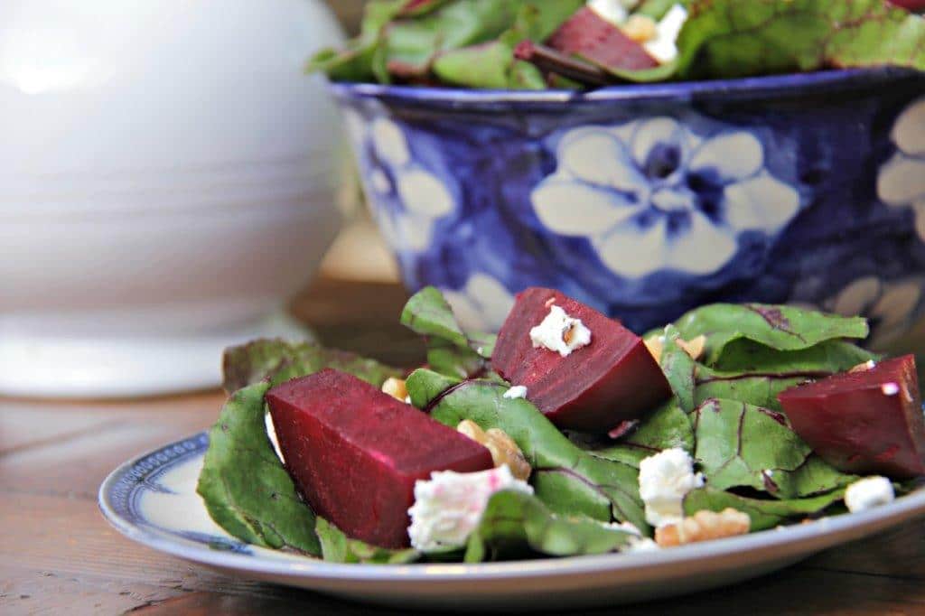 Easy entertaining with a menu of authentic food from Uruguay - beet goat cheese and walnut salad www.compassandfork.com