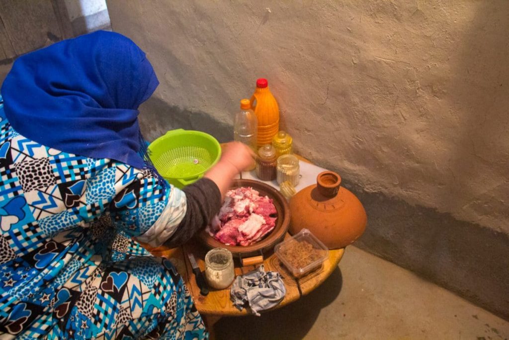 Berber People- eating in a traditional Berber home in Morocco- lamb tagine